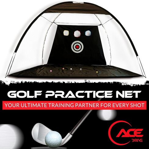 Golf Practice Net Kit Complete Golf Net 10x7ft with Golf Mat, 6 Balls, Rubber Tee, 4 Ground Stakes - Durable Indoor & Outdoor Net for Enhanced Backyard Driving & Real Ball Training in Saudi Arabia