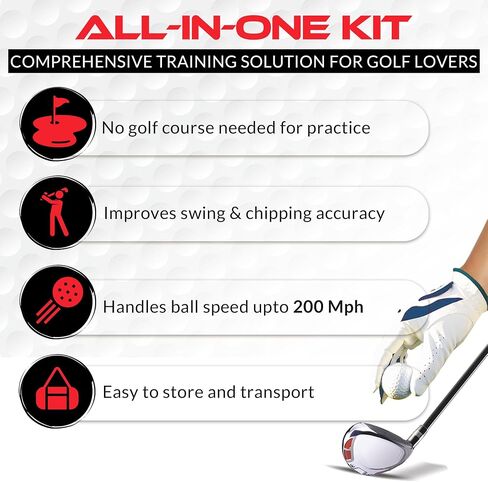 Golf Practice Net Kit Complete Golf Net 10x7ft with Golf Mat, 6 Balls, Rubber Tee, 4 Ground Stakes - Durable Indoor & Outdoor Net for Enhanced Backyard Driving & Real Ball Training in Saudi Arabia