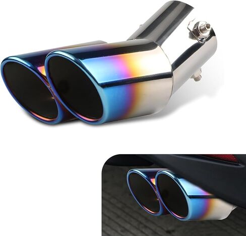 Dual Exhaust Tip, Stainless Steel Bending Muffler Exhaust with Bolt, 2.5" Inlet Dual Tail Pipe Muffler Tip, Exhaust Pipe Modification Accessories, Universal Muffler Tail for Cars (Silver) in Saudi Arabia