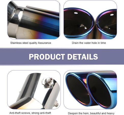 Dual Exhaust Tip, Stainless Steel Bending Muffler Exhaust with Bolt, 2.5" Inlet Dual Tail Pipe Muffler Tip, Exhaust Pipe Modification Accessories, Universal Muffler Tail for Cars (Silver) in Saudi Arabia
