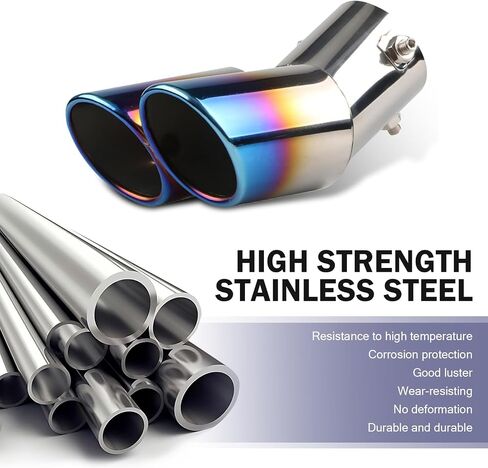 Dual Exhaust Tip, Stainless Steel Bending Muffler Exhaust with Bolt, 2.5" Inlet Dual Tail Pipe Muffler Tip, Exhaust Pipe Modification Accessories, Universal Muffler Tail for Cars (Silver) in Saudi Arabia