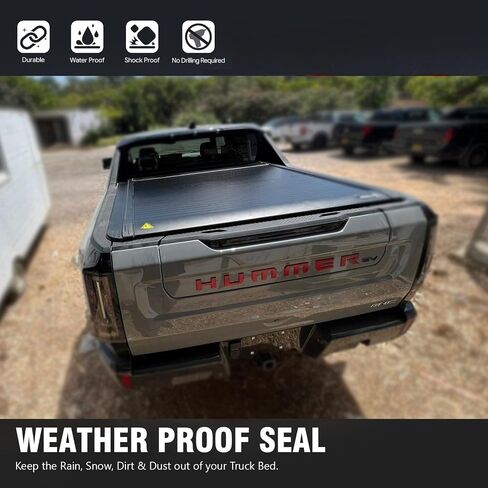 Heavy-Duty Retractable Hard Truck Bed Tonneau Cover Compatible for GMC Hummer EV 2022 2023 2024 2025 High Grade Aluminum Bed Cover with Lock Pickup Accessories(Key Lock) in Saudi Arabia
