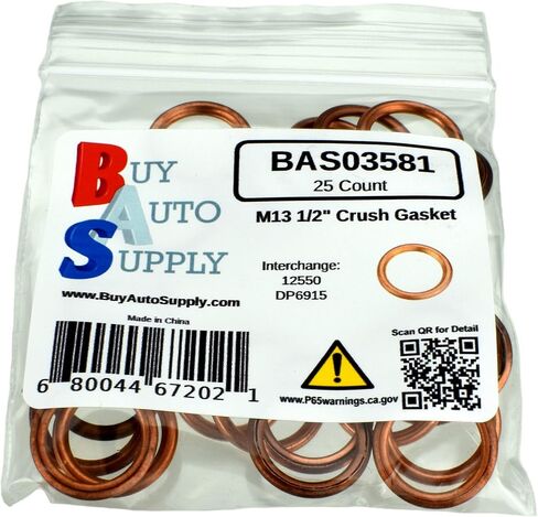 شراء التزويد التلقائي # BAS03581 (25 عدد) 1/2 " / M13 تصريف النفط سد النحاس سحق الغسالة (I.D 13mm / o.d 18.7mm) in Saudi Arabia