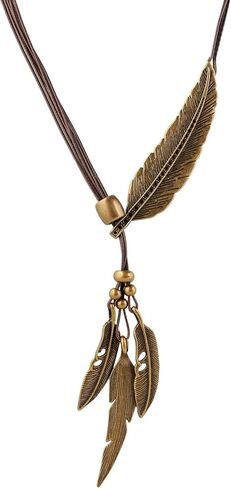 MINACHI Retro Style Double Sweater Chain Long Necklace, Y Necklace, Leaves Pendant, Boho Jewelry for Women in Saudi Arabia