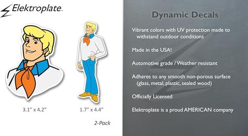 Elektroplate مرخص رسميا Scooby-doo وعلامة الشارات الديناميكية | Premium Auto-Screen All Deather Vinyl Sticker للسيارة ، زجاجة ماء ، كمبيوتر محمول ، مبرد ، مصد ، هاتف | صنع في الولايات المتحدة | مجموعة 2 in Kuwait