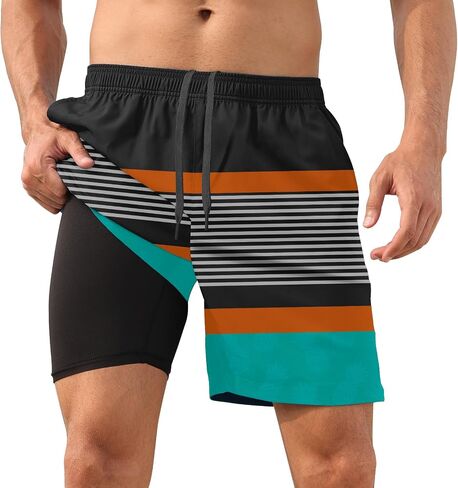 DEOLAX Mens Swim Trunks 7 Inch Inseam Summer Dry Fit Swimming Trunks Board Shorts Lightweight Workout Mens Bathing Suit in Saudi Arabia