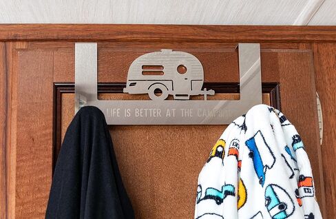 Camco Life is Better at The Campsite Over-The-Door Towel Hanger | Convenient to Use and Fits Up to 1-1/2-Inches Thick Standard Interior Doors | (53388) in Kuwait