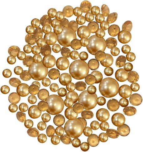 100 Floating Gold Pearls with Matching Sparkling Gems-Fills 2 Gallons of The Water Transparent Gels for The Floating Effect-Exclusive Measured Floating Kit-6 Warm White Submersible Fairy Lights in Saudi Arabia