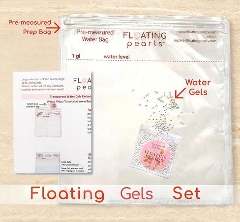 100 Floating Gold Pearls with Matching Sparkling Gems-Fills 2 Gallons of The Water Transparent Gels for The Floating Effect-Exclusive Measured Floating Kit-6 Warm White Submersible Fairy Lights in Saudi Arabia