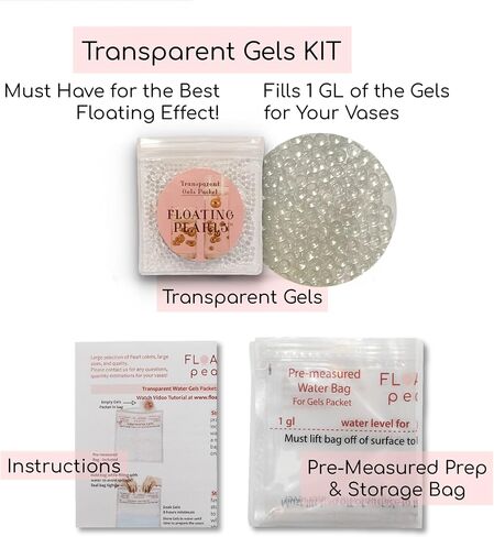 100 Floating Gold Pearls with Matching Sparkling Gems-Fills 2 Gallons of The Water Transparent Gels for The Floating Effect-Exclusive Measured Floating Kit-6 Warm White Submersible Fairy Lights in Saudi Arabia