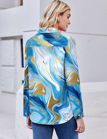 Zeagoo Button Down Shirt for Women Long Sleeve Blouses Floral Printed Tops Business Casual Work Outfits S-XXL in Saudi Arabia