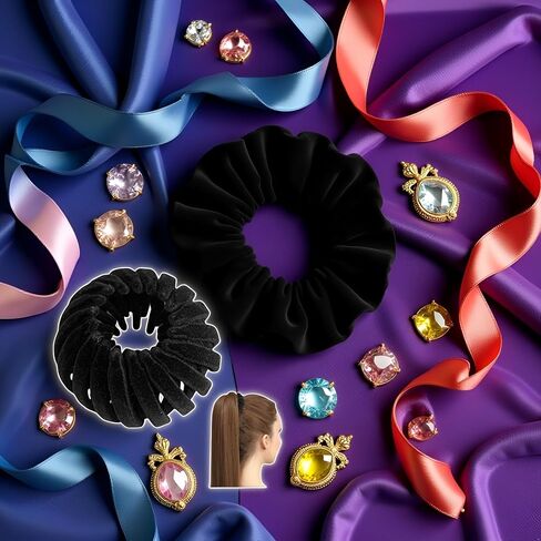Magic Hair Clips - Bird Nest Hair Clips, Velvet Expandable Hair Bun Maker | Three Rows Of Teeth Styling Hair Clips, Hair Styling Accessories For Making Ponytail, Bun And Hairpin (Black) in Saudi Arabia