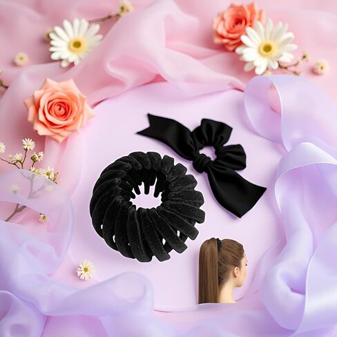 Magic Hair Clips - Bird Nest Hair Clips, Velvet Expandable Hair Bun Maker | Three Rows Of Teeth Styling Hair Clips, Hair Styling Accessories For Making Ponytail, Bun And Hairpin (Black) in Saudi Arabia