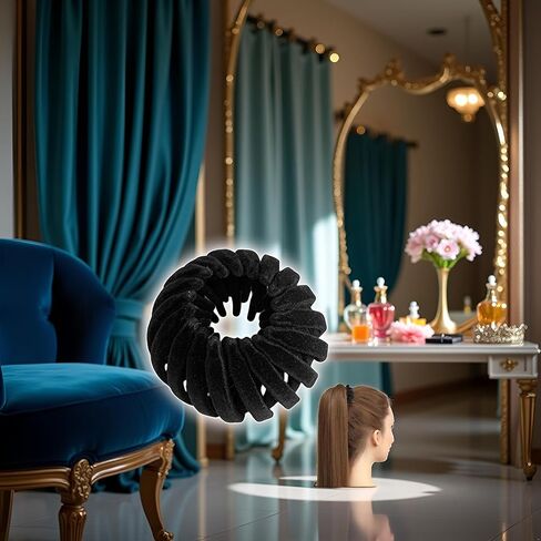 Magic Hair Clips - Bird Nest Hair Clips, Velvet Expandable Hair Bun Maker | Three Rows Of Teeth Styling Hair Clips, Hair Styling Accessories For Making Ponytail, Bun And Hairpin (Black) in Saudi Arabia