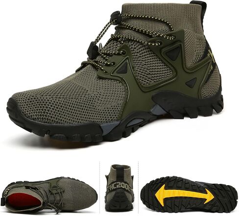 Mens Walking Shoes Lightweight Breathable Casual Hiking Boot Outdoor Ankle Boots Fashion Sports Athletic Running Trekking Trails Anti Slip in Saudi Arabia