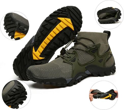 Mens Walking Shoes Lightweight Breathable Casual Hiking Boot Outdoor Ankle Boots Fashion Sports Athletic Running Trekking Trails Anti Slip in Saudi Arabia