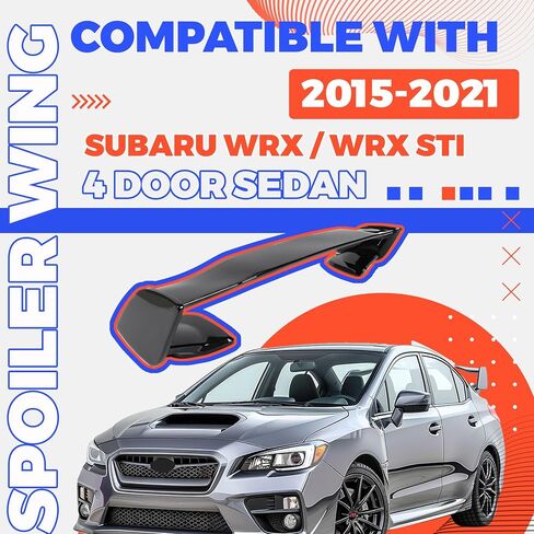 Hecasa Trunk Spoiler Wing Finger مع 2015-2021 Subaru Wrx Sti 4 Door Sedan Trunk Tank Tail Lid Wing Plastic Black in Saudi Arabia