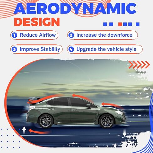 Hecasa Trunk Spoiler Wing Finger مع 2015-2021 Subaru Wrx Sti 4 Door Sedan Trunk Tank Tail Lid Wing Plastic Black in Saudi Arabia