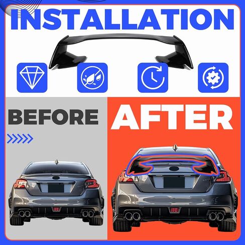 Hecasa Trunk Spoiler Wing Finger مع 2015-2021 Subaru Wrx Sti 4 Door Sedan Trunk Tank Tail Lid Wing Plastic Black in Saudi Arabia