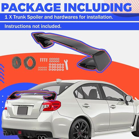 Hecasa Trunk Spoiler Wing Finger مع 2015-2021 Subaru Wrx Sti 4 Door Sedan Trunk Tank Tail Lid Wing Plastic Black in Saudi Arabia