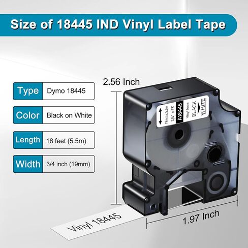 3 Pack Compatible for Dymo Rhino Pro IND Vinyl Label Tape 18445 3/4" 19mm Black on White Label for Rhino and 3M Label Maker Tape in Kuwait