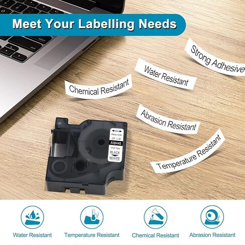 3 Pack Compatible for Dymo Rhino Pro IND Vinyl Label Tape 18445 3/4" 19mm Black on White Label for Rhino and 3M Label Maker Tape in Kuwait