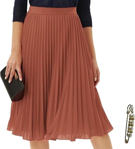 تنانير نسائية عالية الخصر مرنة شيفون ميدي تنورة خط in Kuwait