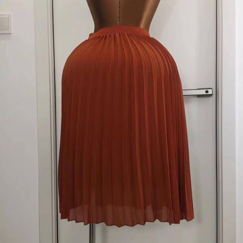 تنانير نسائية عالية الخصر مرنة شيفون ميدي تنورة خط in Kuwait