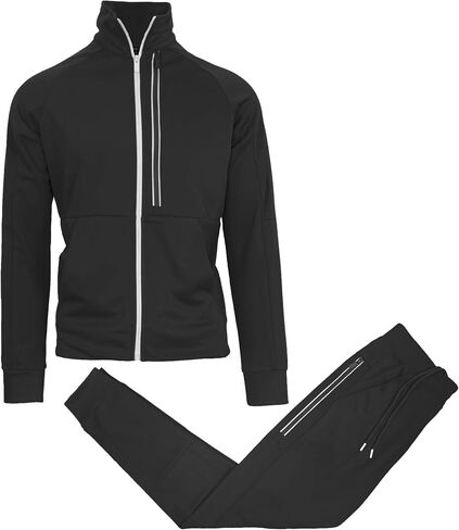 Galaxy by Harvic Men's Moisture Wicking Performance Active Sweater Track Jacket & Jogger 2-Piece Classic Set (Sizes, S-2XL) in Saudi Arabia