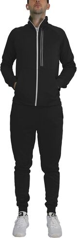 Galaxy by Harvic Men's Moisture Wicking Performance Active Sweater Track Jacket & Jogger 2-Piece Classic Set (Sizes, S-2XL) in Saudi Arabia