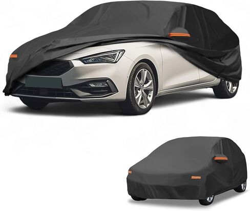 Car Cover Waterproof All Weather Sun Rain Protection Full Exterior Cover for Mazda 3 Hatchback 190T-PU Black with Left Side Zippers in Saudi Arabia