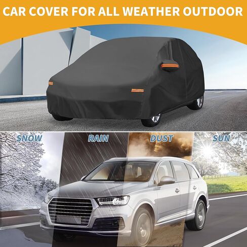 Car Cover Waterproof All Weather Sun Rain Protection Full Exterior Cover for Mazda 3 Hatchback 190T-PU Black with Left Side Zippers in Saudi Arabia