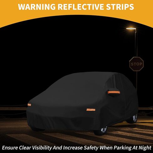 Car Cover Waterproof All Weather Sun Rain Protection Full Exterior Cover for Mazda 3 Hatchback 190T-PU Black with Left Side Zippers in Saudi Arabia