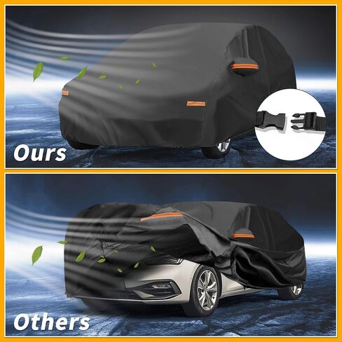 Car Cover Waterproof All Weather Sun Rain Protection Full Exterior Cover for Mazda 3 Hatchback 190T-PU Black with Left Side Zippers in Saudi Arabia