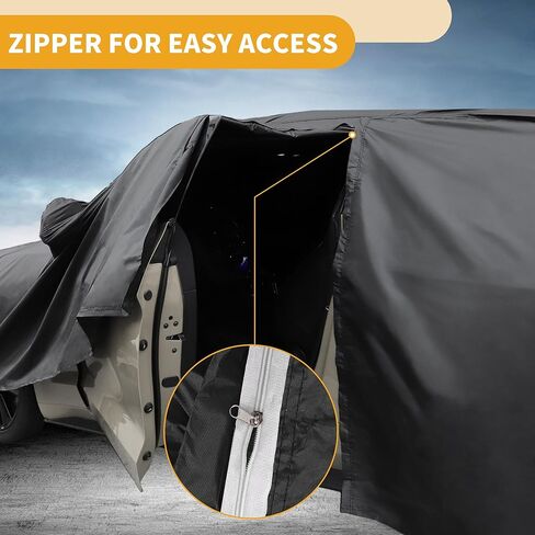 Car Cover Waterproof All Weather Sun Rain Protection Full Exterior Cover for Mazda 3 Hatchback 190T-PU Black with Left Side Zippers in Saudi Arabia