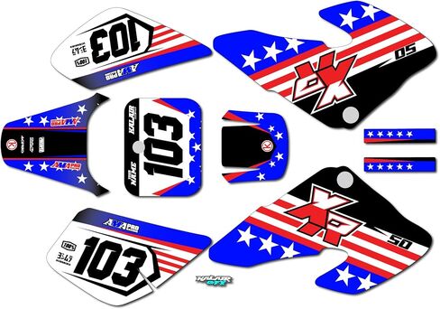 مجموعة الرسومات لـ Honda XR 50 (2002-2003) USA Series Red 09 MIL-Dirt Bike Custom Racing Decals Kits ، No-Plastics in Kuwait