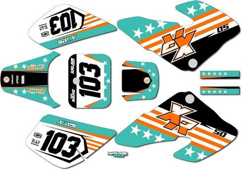 مجموعة الرسومات لـ Honda XR 50 (2002-2003) USA Series Red 09 MIL-Dirt Bike Custom Racing Decals Kits ، No-Plastics in Kuwait