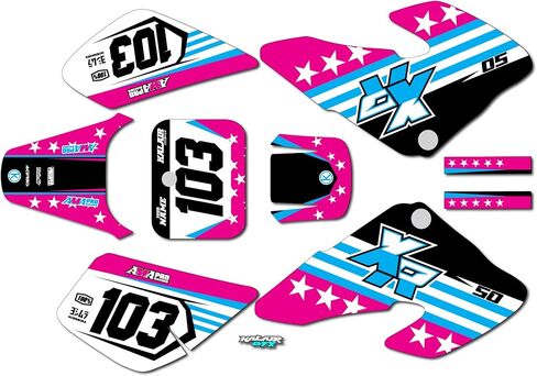 مجموعة الرسومات لـ Honda XR 50 (2002-2003) USA Series Red 09 MIL-Dirt Bike Custom Racing Decals Kits ، No-Plastics in Kuwait
