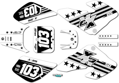 مجموعة الرسومات لـ Honda XR 50 (2002-2003) USA Series Red 09 MIL-Dirt Bike Custom Racing Decals Kits ، No-Plastics in Kuwait