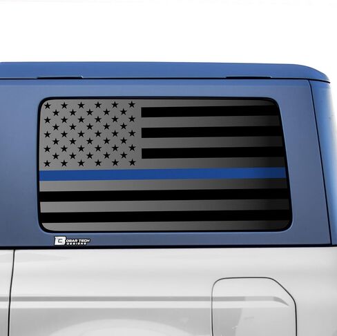 BOGAR TECH DESIGNS Precut Quarter Window American Flag Vinyl Decal Sticker Compatible with Ford Bronco 2021-2025 4 Door, Matte Black in Saudi Arabia