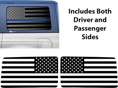 BOGAR TECH DESIGNS Precut Quarter Window American Flag Vinyl Decal Sticker Compatible with Ford Bronco 2021-2025 4 Door, Matte Black in Saudi Arabia
