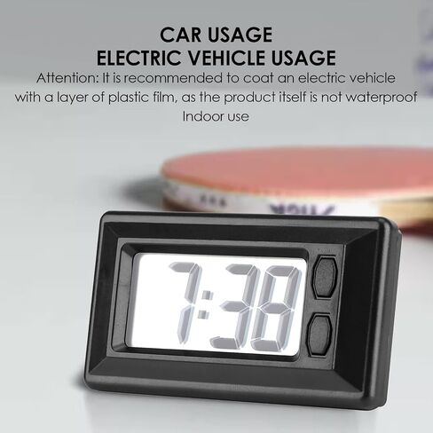 Ultra Thin Digital Clock, Self Adhesive LCD Digital Electronic Clock with Calendar Display for Car Dashboard Home Office Table Bedside Desk(Doesn't Glow at Night) (1Pcs) in Saudi Arabia