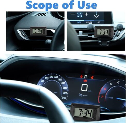 Ultra Thin Digital Clock, Self Adhesive LCD Digital Electronic Clock with Calendar Display for Car Dashboard Home Office Table Bedside Desk(Doesn't Glow at Night) (1Pcs) in Saudi Arabia