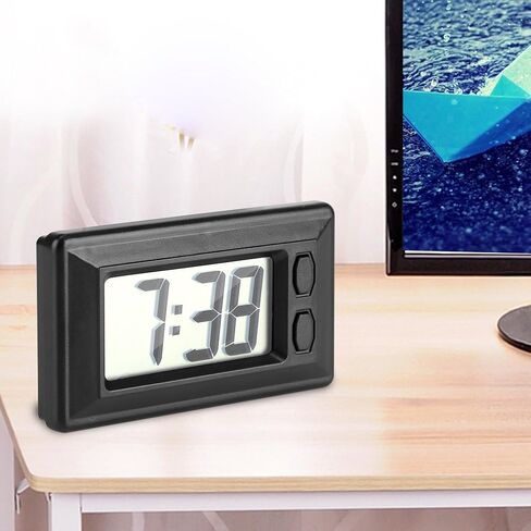 Ultra Thin Digital Clock, Self Adhesive LCD Digital Electronic Clock with Calendar Display for Car Dashboard Home Office Table Bedside Desk(Doesn't Glow at Night) (1Pcs) in Saudi Arabia