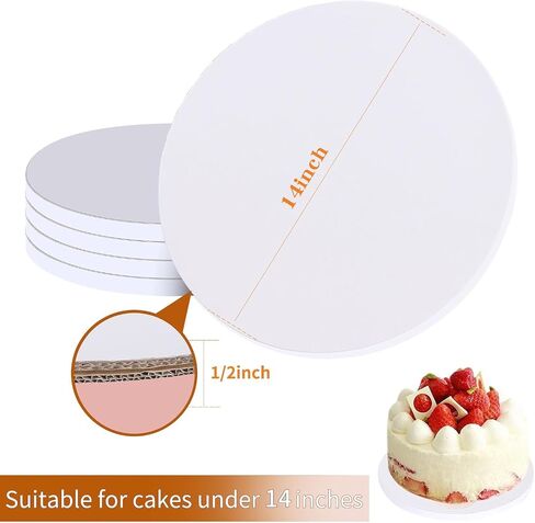 2 Pcs 12 Inch Cake Boards Sturdy 1/2 Inch Cake Drum,White 12 Inch Cake Boards,Food Grade Cake Rounds 1/2" Thick Cardboard,Disposable Cake Plates,12 Inch Cake Board (2, 12inch) in Saudi Arabia