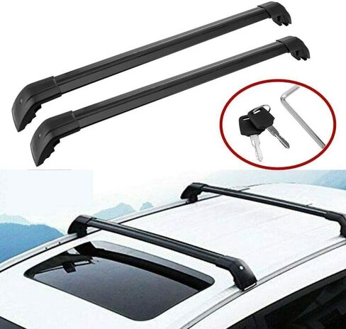 2pcs سقف الألومنيوم سكة الحديد العارضة القضبان الصليب يناسب مازدا CX90 CX-90 2023 2024 2025 ROOFTOP LUGGAGE BARS CARLIRATE (Black) in Saudi Arabia
