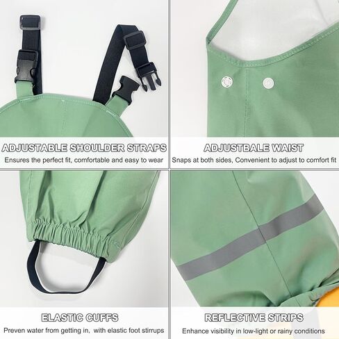 Fewlby Kids Rain Bib Pants, Toddlers Waterproof Suspender Dirty Proof Rain Wear in Saudi Arabia