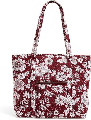 Vera Bradley Cotton Collegiate Vera Tote Bag (Multiple Teams Available), Gray/Red Rain Garden in Saudi Arabia