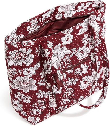Vera Bradley Cotton Collegiate Vera Tote Bag (Multiple Teams Available), Gray/Red Rain Garden in Saudi Arabia