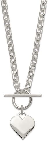 925 Sterling Silver Engraveable Heart Toggle Chain Necklace 18" in Saudi Arabia